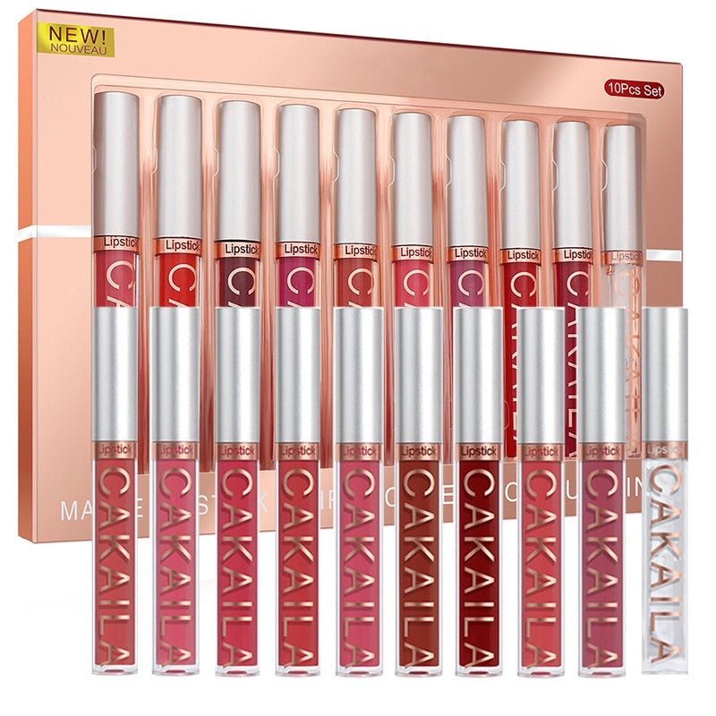 Batom Líquido Matte Cakaila - Longa Duração - Kit 10 unidades - Lip Gloss - viya-stores