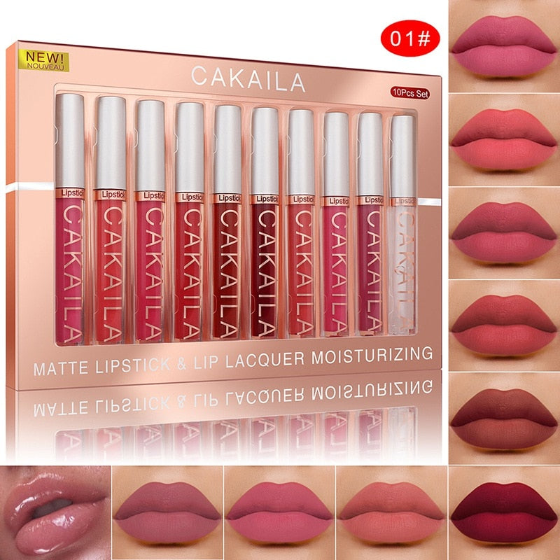 Batom Líquido Matte Cakaila - Longa Duração - Kit 10 unidades - Lip Gloss - viya-stores