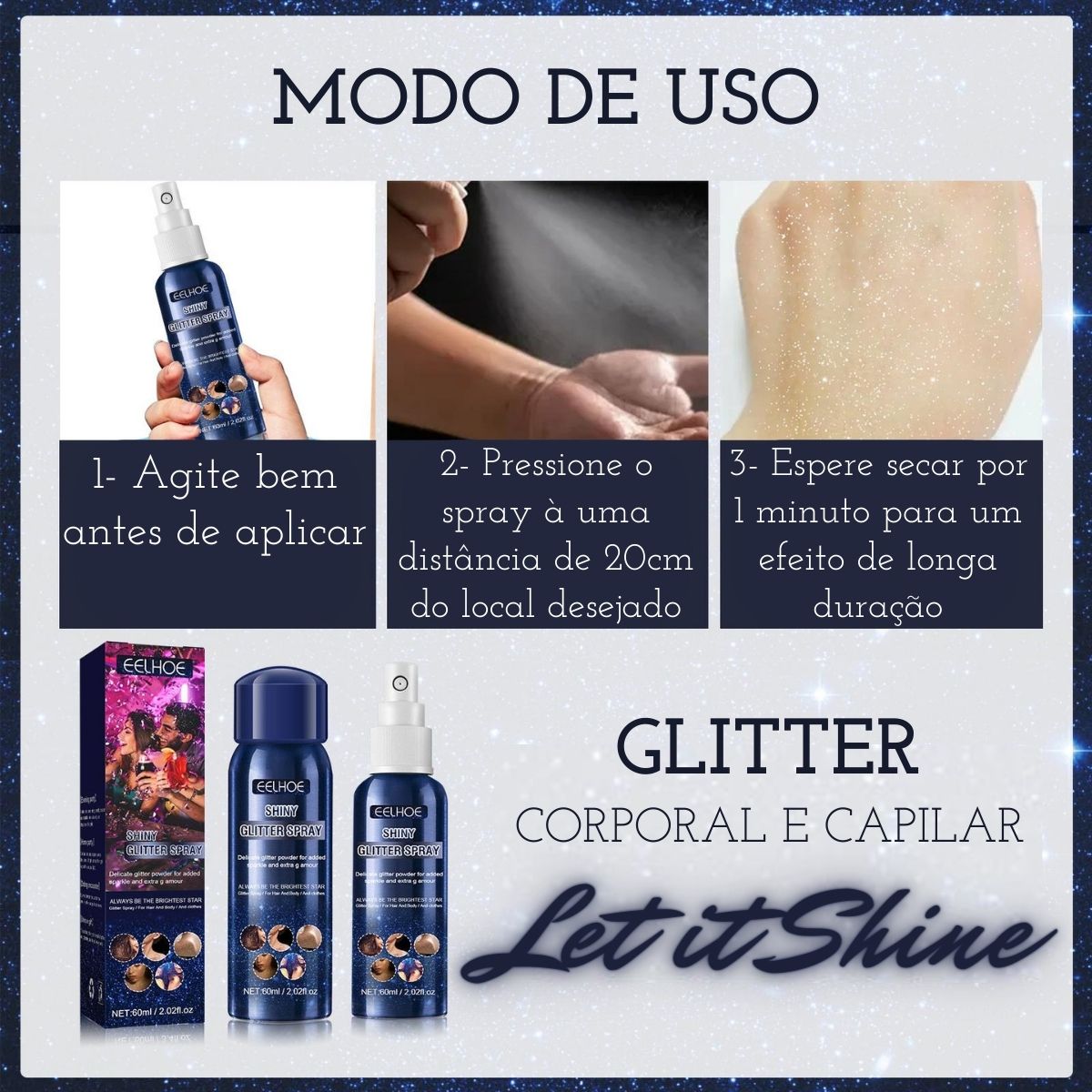 Glitter Iluminador Corporal e Capilar – Let It Shine