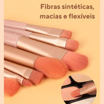 Kit com 8 Pincéis Para Maquiagem + Estojo em Couro - viya-stores